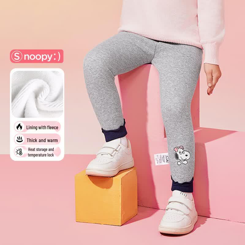 Snoopy Girls Fleece-Lined Ribbed Leggings 120