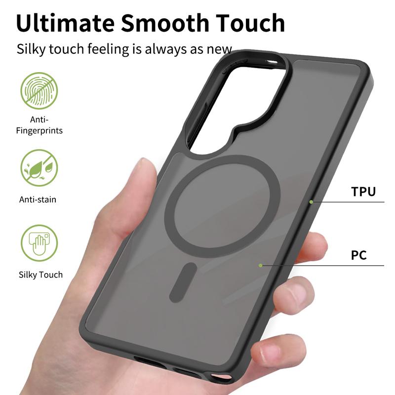 For Samsung Galaxy S26 Ultra S26 Plus Case Magnetic Matte PC+TPU Anti-Fingerprints Smooth Touch Translucent Cover