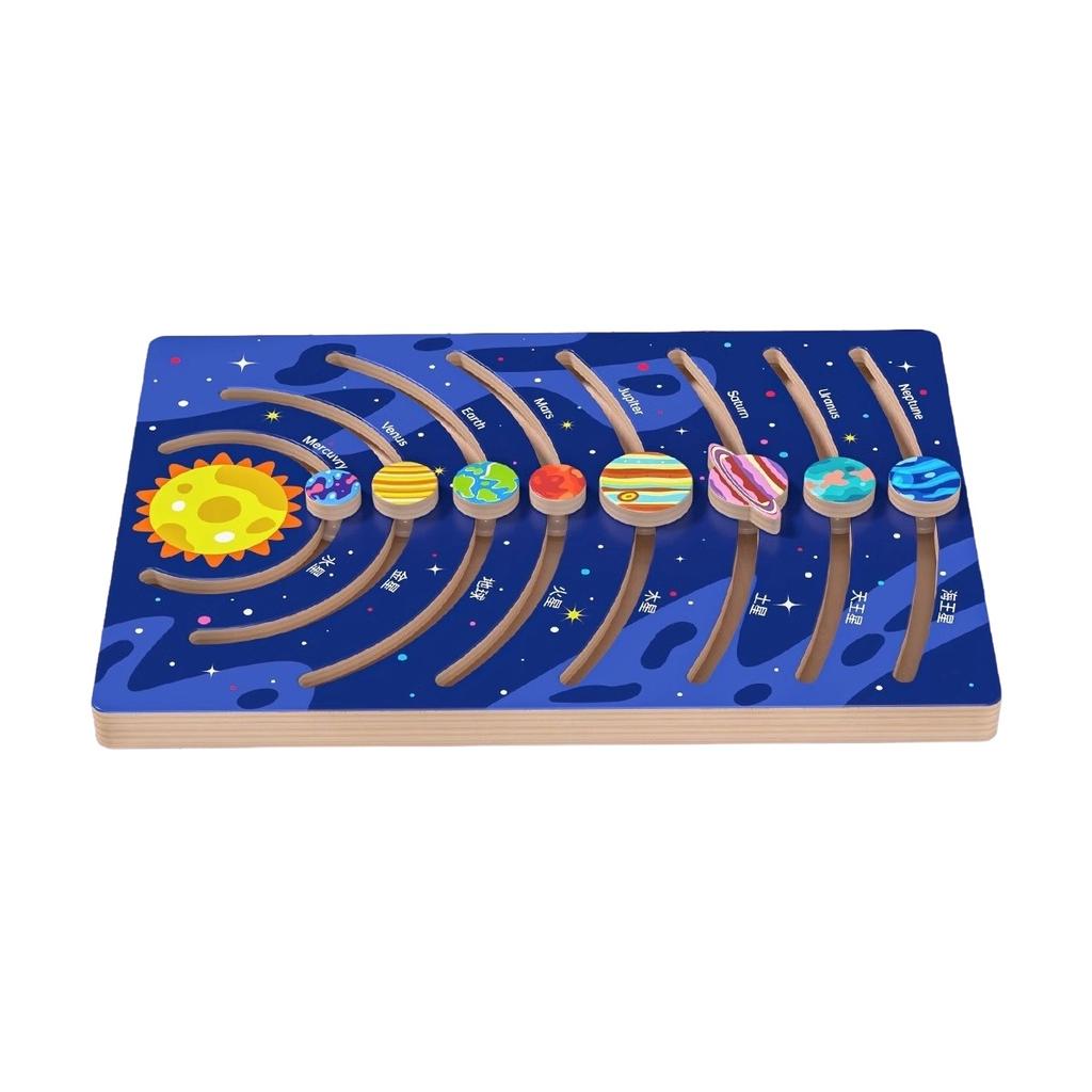 Neue Montessori Holzspielzeuge Acht Planeten Puzzle Erde Sonne Sonnensystem Planeten Planeten Kognition Lernspielzeug Kindergeschenke
