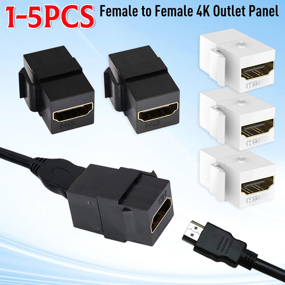 HDMI-Compatible Female to Female Keystone Jack Adapter Gold-Plated Connectors Support 4K/3D for Home Theater A/V Wall Setup