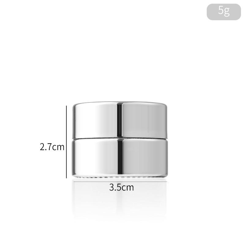 5-50g Glass Cream Jar Silver, Refillable Portable Cosmetic Container for Face Eye Cream Sample