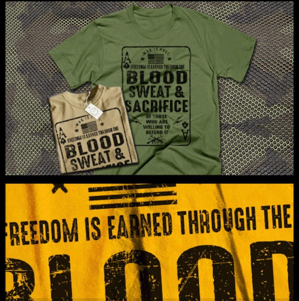 Воин Военный Кровь Пот Жертва Ветеран Боевых Действий Пехота S-2XL Футболка Унисекс Футболка S