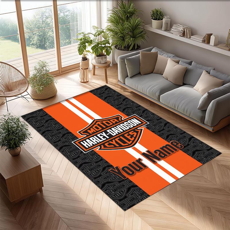 Tappeto in Velluto Cristallo Harley-Davidson, Tappetino Antiscivolo Personalizzato con Testo Nome per Arredamento Casa Regalo