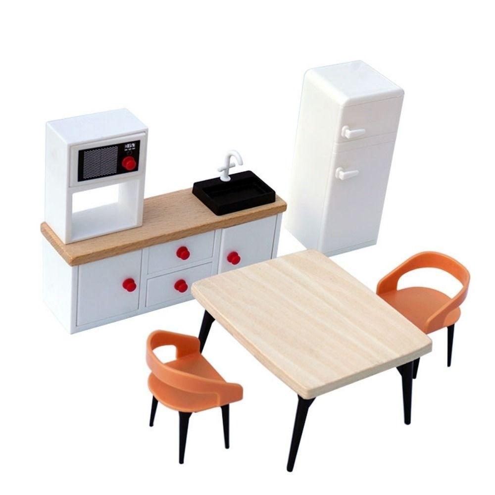 Mini Cottage Dollhouse Kitchen Refrigerator Multistyles Dining Room Ornaments