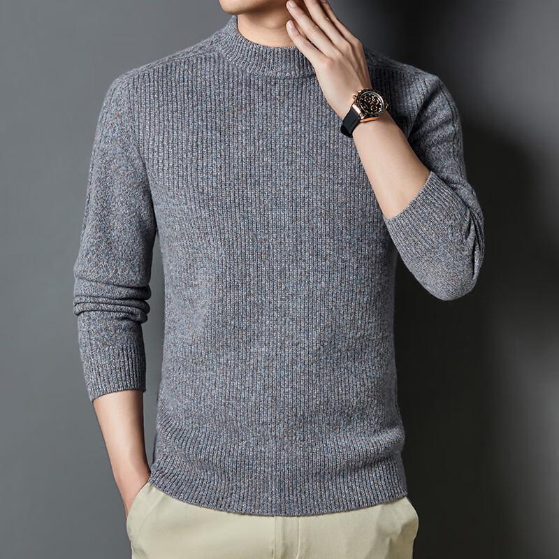 Men's 100% Pure Wool Round Neck Pullover Sweater