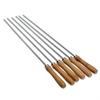 6Pcs 42cm Stainless Steel Barbecue Skewer Wide BBQ Sticks Flat BBQ Fork Outdoor Camping Picnic BBQ Utensil Kitchen Accessories