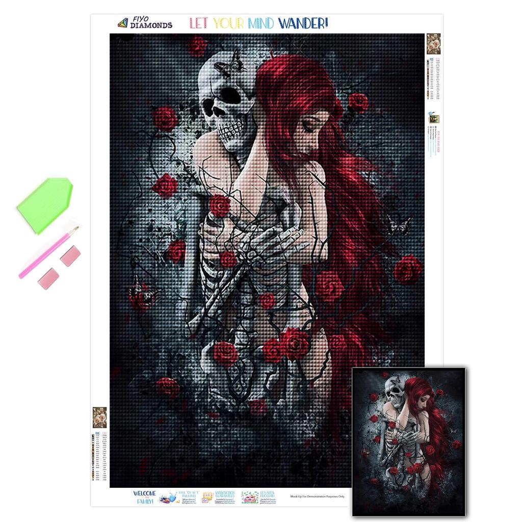 Diamond Painting Kit Rose Girl Diamond Embroidery for Sale Skull Rhinestone Picture Mosaic Decoration