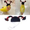 Bird Hats for Parrots Fun Upright Braids Costume Accessories Knitted Hat with Stretchy Strap for Hamsters Parakeets