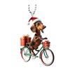 Christmas Ornament Funny Bicycle Dog Pendant Acrylic 2D Cartoon Animal Hanging Decoration for Xmas Tree Home Car Decor