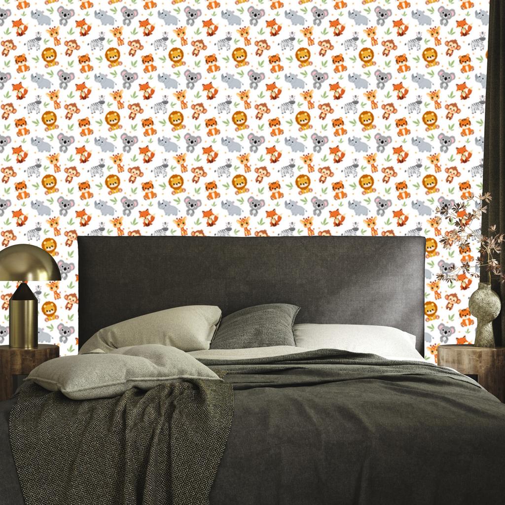 Animal Wallpaper White, Light Gray and Cream for Living Room and Bedroom 50x1000