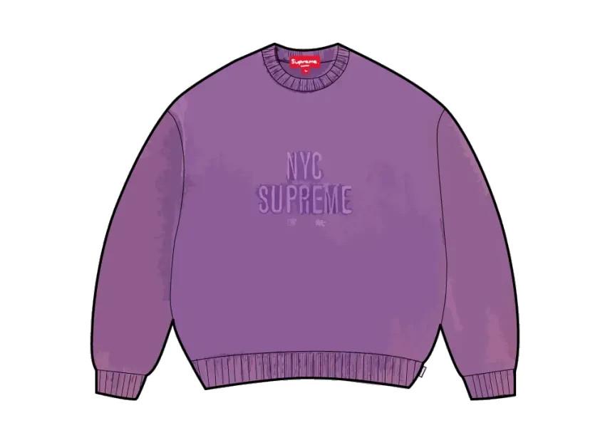 818976 Supreme Свитер с перекрашиванием и фактурой Фиолетовый M