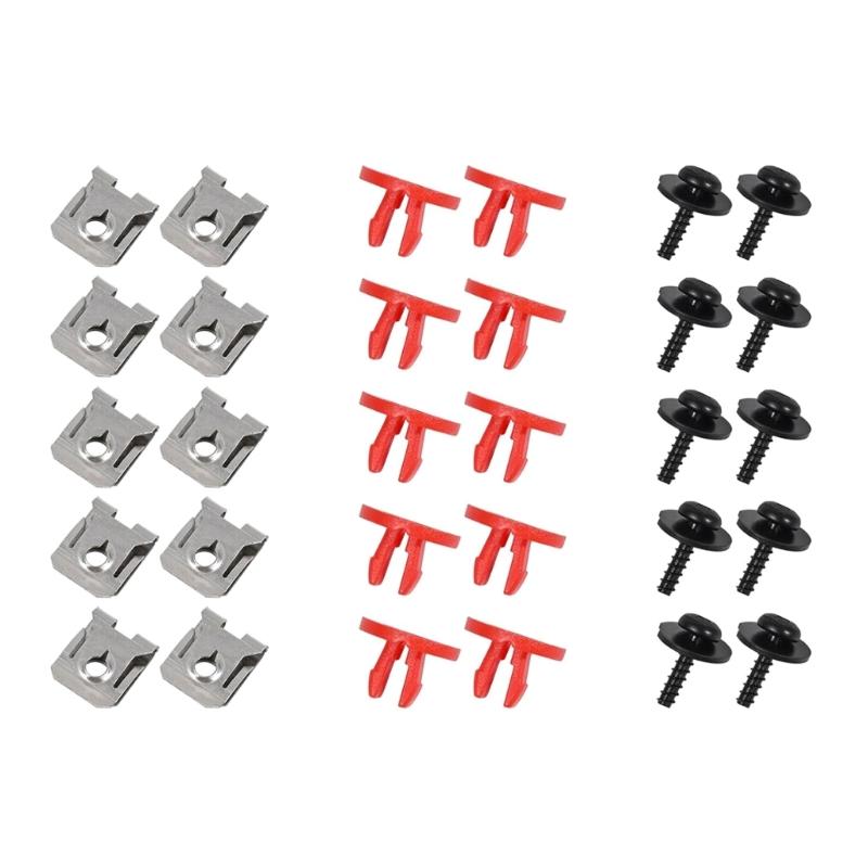 Engine Splashes Shield Guard Body Bolt set Engine Splashes Shield Screw Engine Protection Fasteners 30pcs for Automotive 1