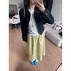 Korean wear floral cake skirt women's medium and long summer new high-waisted long skirt design sense a-word skirt