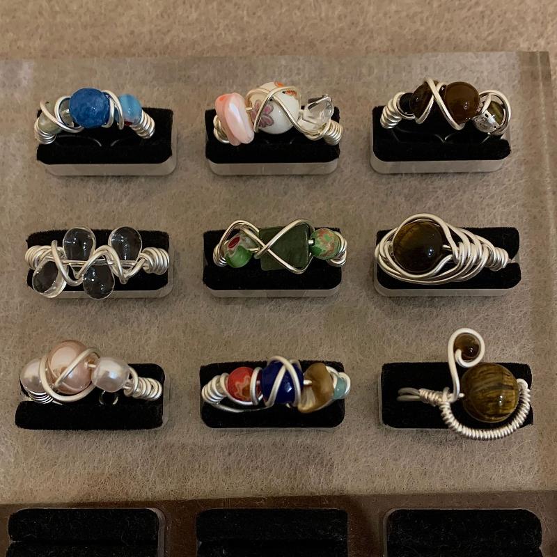 Vintage-inspired Rings with Multicolor Crystal and Tiger Eye Stone Accents Perfect for Special Occasions