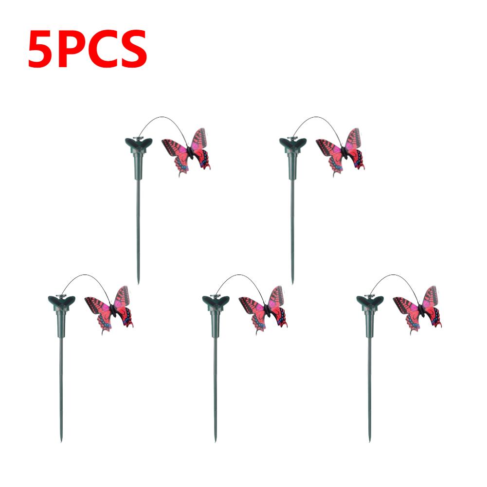 1-5PCS Garden Dancing Ornament Solar Powered Flying Wobble Cute Animal Fluttering Butterfly Ornament Yard Outdoor Lawn Decor