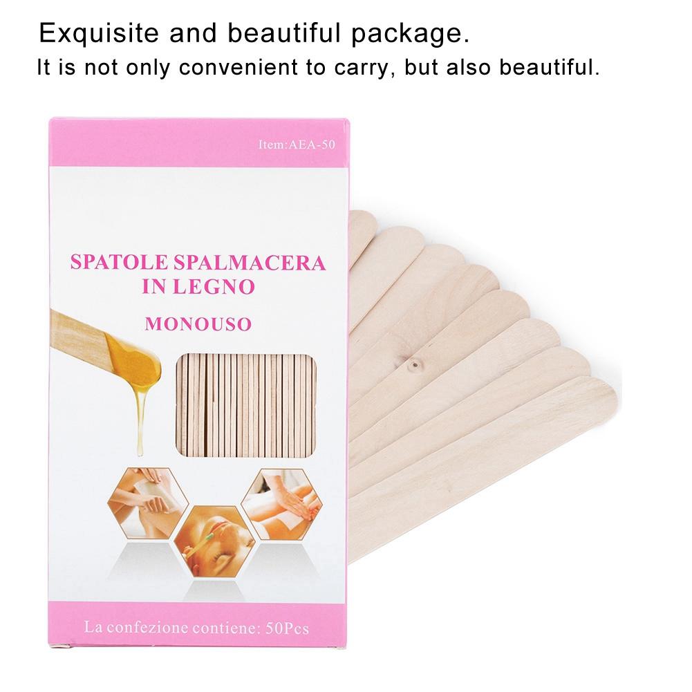 50Pcs Box Disposable Wooden Epilation Depilatory Wax Applicator Stick Spatula Hair Removal Tool