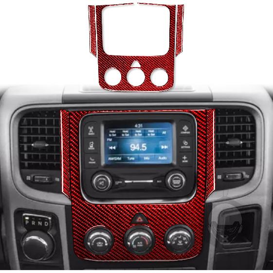 Red Carbon Fiber Dashboard trument Speedometer Tachometer Frame Panel Cover Car Interior Compatible with Dodge Ram 1500/2500/3500 2013 2014 2015 2016