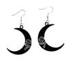 Gothic Moon Rose Flower Earrings