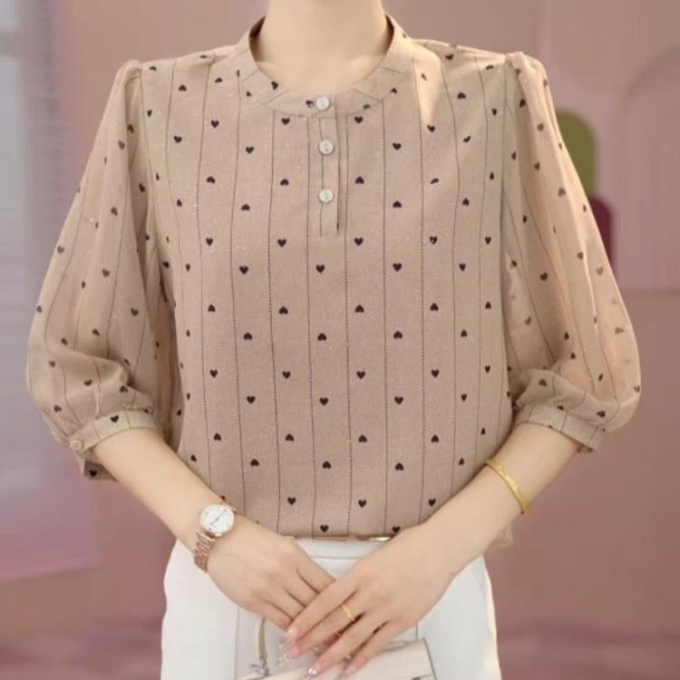 

Summer Mid-Sleeve Round Neck Casual Korean T-shirt - Versatile Hot Style for Moms 2XL