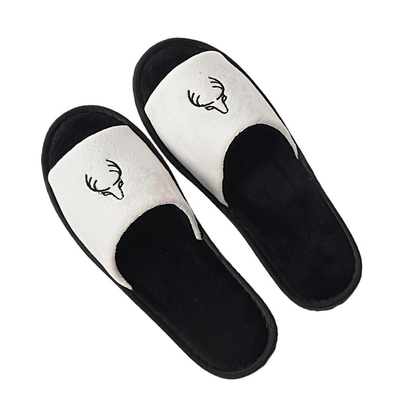 1Pair Open Toed Slippers Elasticity Breathable Daily Indoor Balcony Lightweight Anti Slip Soft Comfortable Deer Pattern Foam