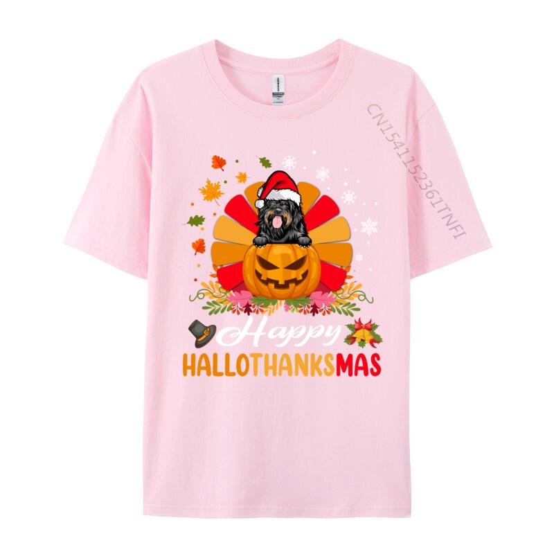 Portuguese Water Dog Hallothanksmas Halloween Fall Christmas T Shirts For Men Short Sleeve Tops Designs Tees Pure Cotton