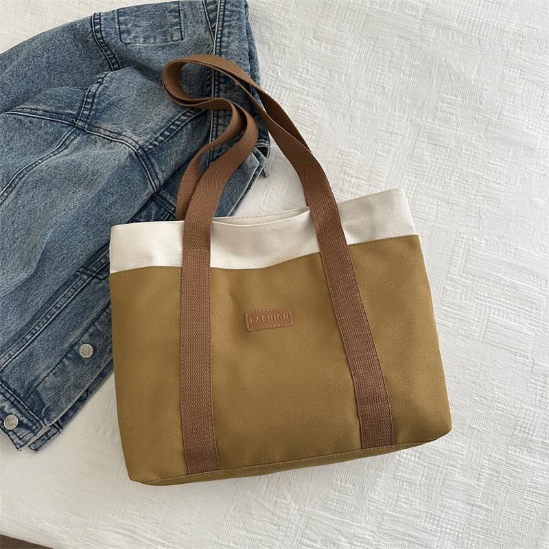 Stilvolle Canvas-Tragetasche für Damen in Schwarz, Gelb, Khaki und Grün mit viel Platz