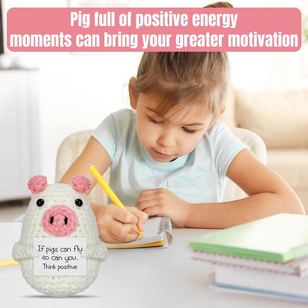 Mini Cochon Créatif Fait Main au Crochet Mignon Drôle Positif Décoration de Maison Poupées en Crochet Cochon Cadeau de Noël Décor de Chambre