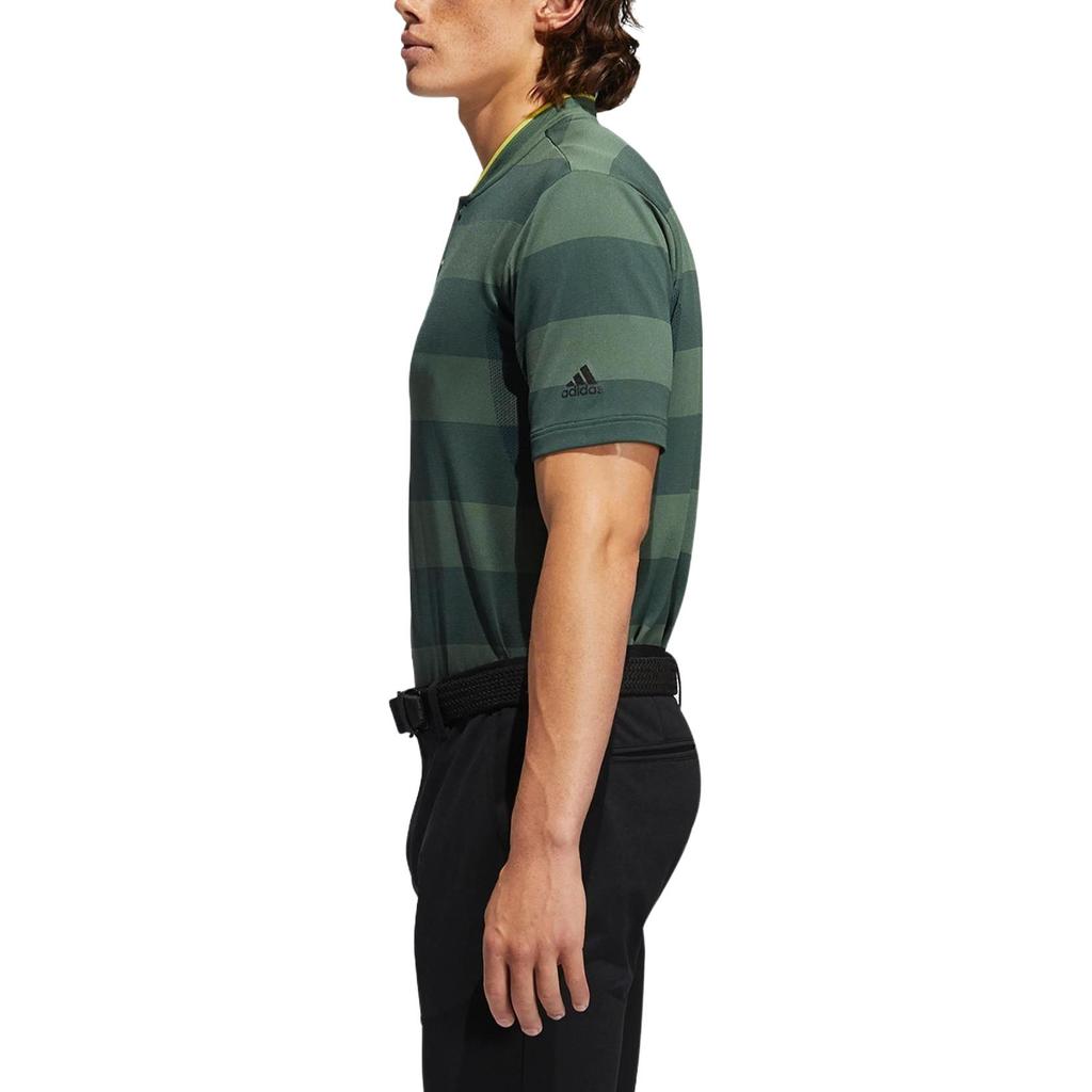 Adidas Striped Logo Print Straight-Cut Short Sleeve T-Shirt Men Tops Green GL4640