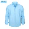 Men Long Sleeve Solid Color Casual Oxford Shirt Plus Size