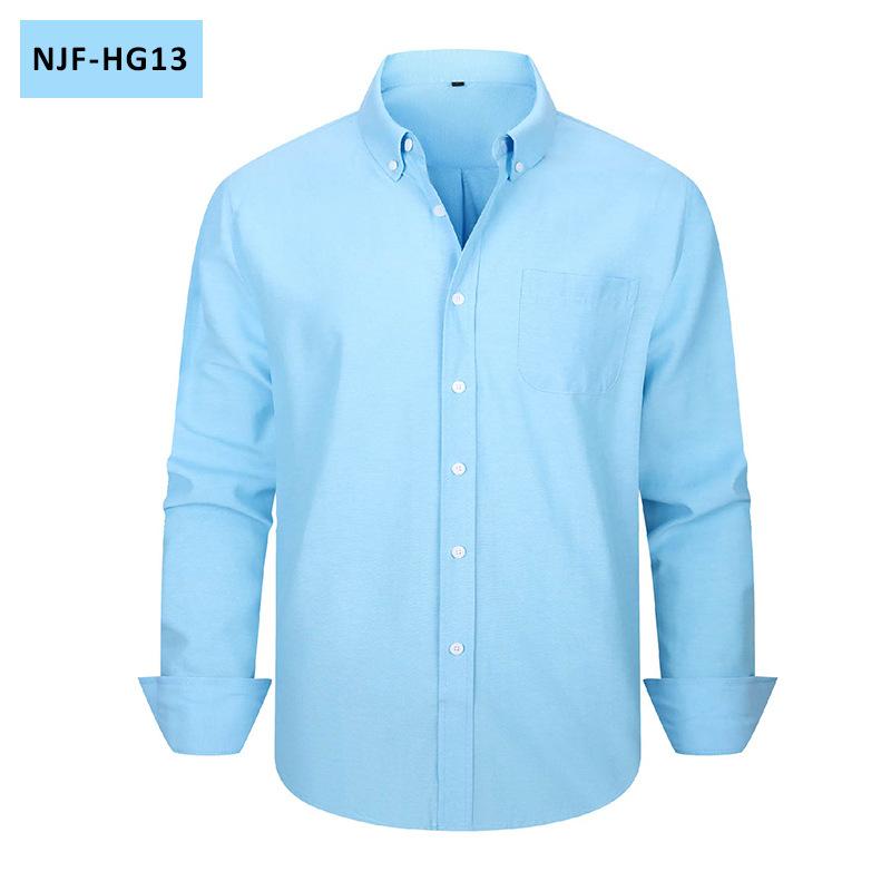 Men Long Sleeve Solid Color Casual Oxford Shirt Plus Size