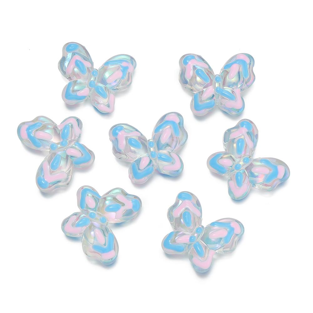 1Pcs Acrylic Hand-Painted Butterfly Beads Colorful Loose Beads for DIY Bracelet Phone Chain Jewelry Making Supplies Findings