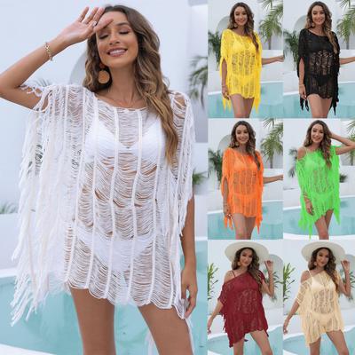 Sexy Beach Cover Ups for Swimwear Women 2024 Summer Bath Exits Ladies Swim Coverup On The Sea Orange Fringe White Cover-ups Red