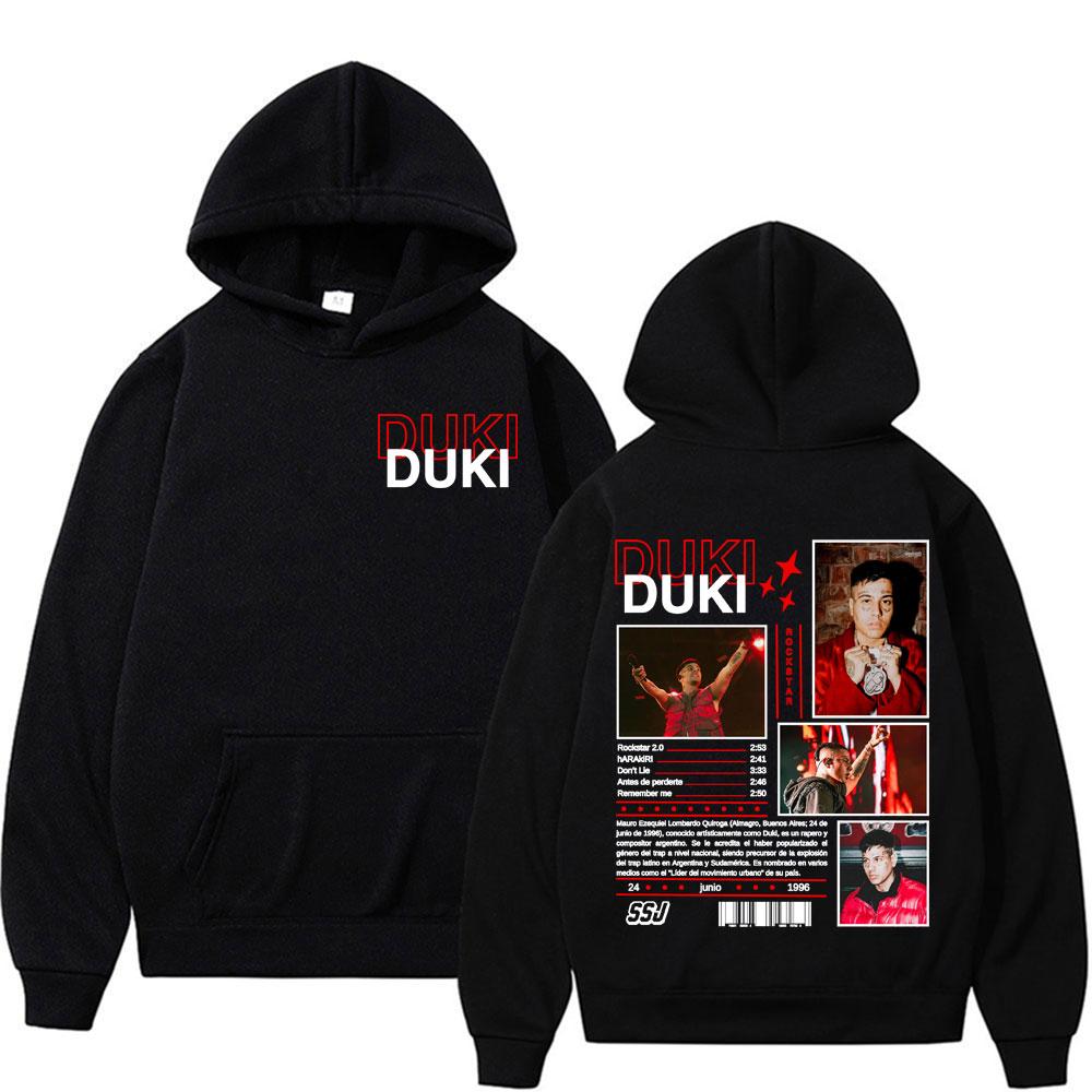 Rapper Duki Ameri 2024 Tour Grafik-Hoodies für Herren Damen Lässige Fleece Hochwertige Sweatshirts Harajuku Hip Hop Punk Pullover