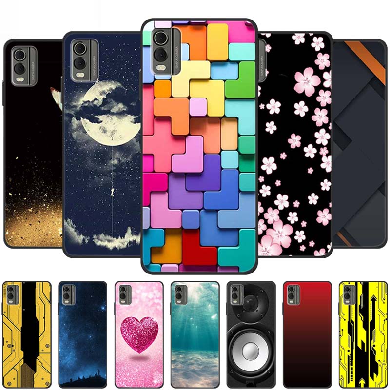 Pentru husă Nokia C32 6,5" Husă spate din silicon moale TPU de lux Carcase pentru telefon pentru NokiaC32 Protector drăguț Rezistent la șocuri Flori Capa