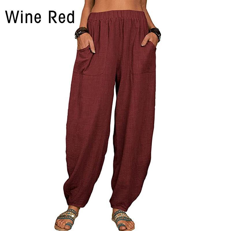 Haremshose, einfarbig, Taschen, Sommer-Temperament, locker sitzende Hose für den Strand