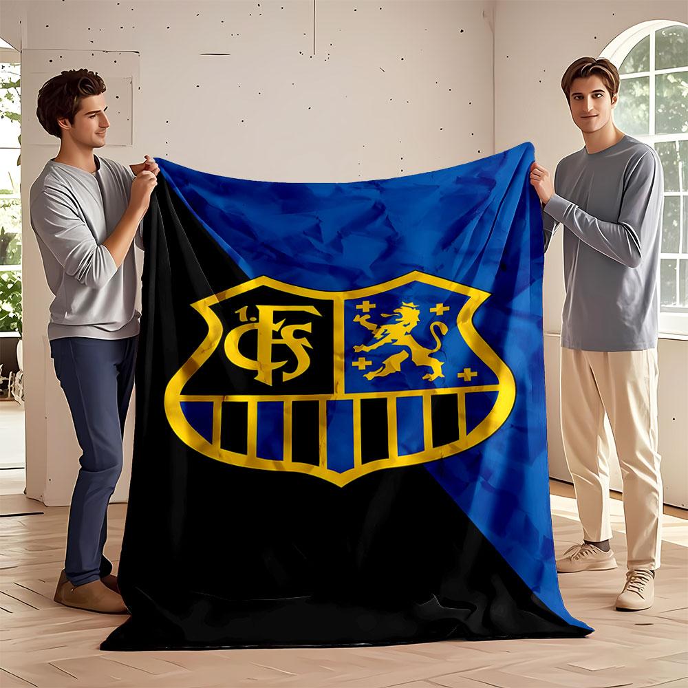 Golden Lion Shield on Blue and Black print blanket soft and cozy perfect for the living room bed sofa or a nap,gift