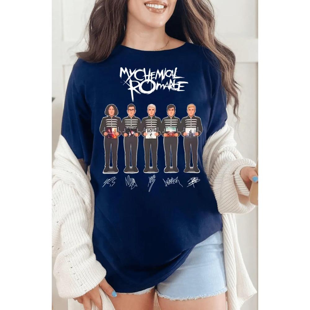 2026 Summer Hot Sale My Chemical Romance Cartoon Members Graphic T-Shirt Y2K Men Women Gothic Print Crew Neck Lightweight Casual T Shirt