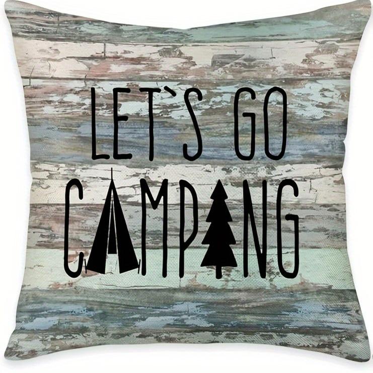Happy Camper Throw Pillow Cover With Short Plush Print For Living Room Sofa Decoration Cushion Cover Pillow Covers Decorative