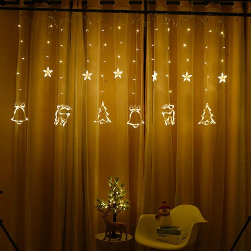 Elk Bell String Light LED Christmas Decor for Home Hanging Garland Christmas Tree Decor Ornament Xmas Gift New Year