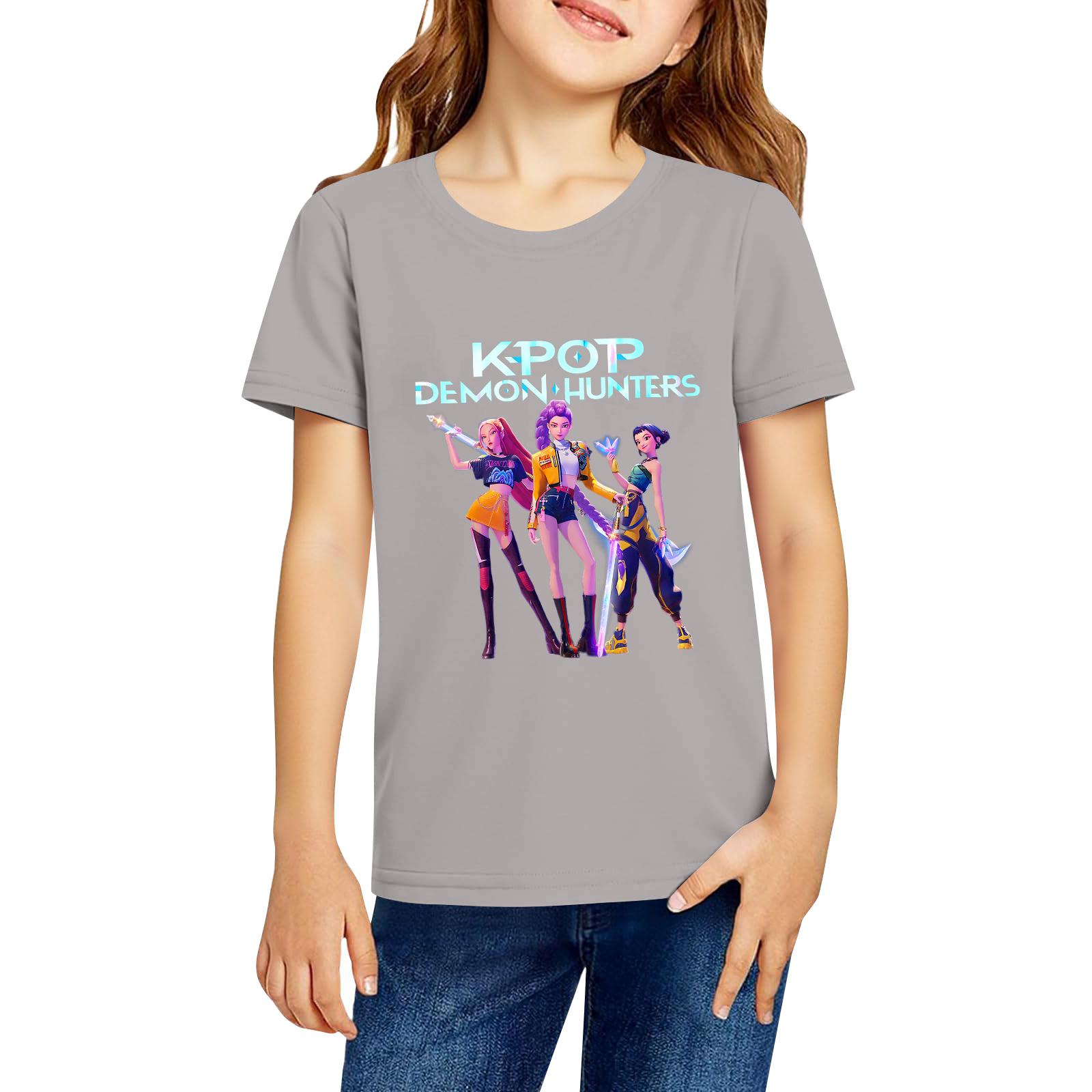 

Модная рабочая одежда с короткими рукавами и круглым вырезом, топы с принтом для детских летних топов 130