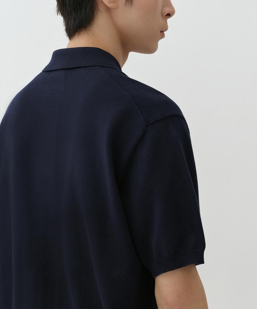 Musinsa Standard Washable Supima Cotton Collared Short Sleeve Cardigan [Navy]