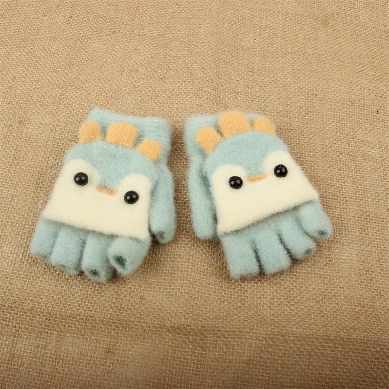 Kids' Winter Flip-Top Fleece-Lined Knit Gloves - Cute, Warm, Half-Finger for Boys & Girls