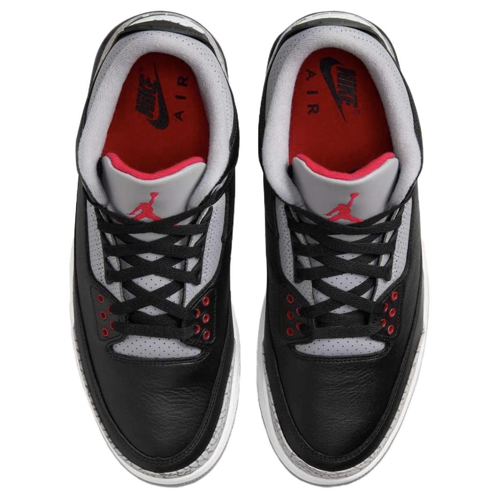 Air Jordan 3 Retro OG Black Cement 2024 Unisex Sneakers Fire-Red Cement-Grey Sail DN3707-010