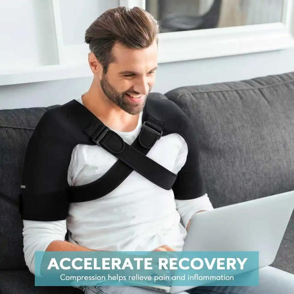 Durable And Safe Double Shoulder Warm Compression Sleeve Wrap Recovery Office Home Knit Cashmere Guard For Rotator Cuff Shoulder Chronic Tendonit