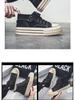 2025 Men's Retro High-Top Canvas Sneakers with Thick Sole for Height Boost - Versatile Casual Shoes for Spring