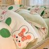2024 New Class A Small Fresh Printed Milk Fleece Single Bedding Set Thick Warm Cartoon Quilt Cover Fall and Winter Duvet Cover