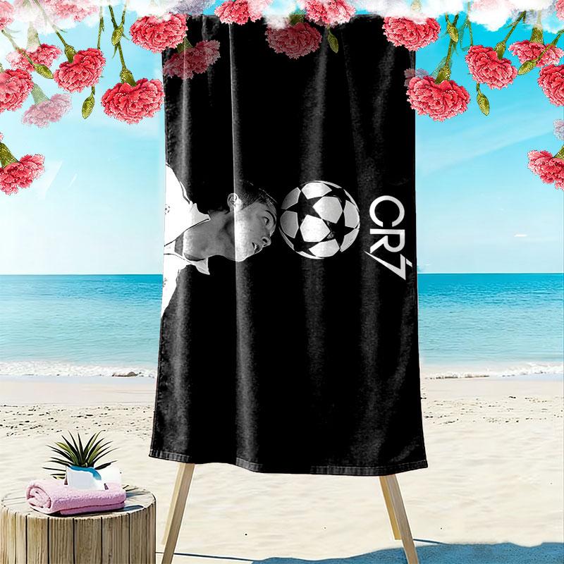 Cristiano Ronaldo Print Strandtuch, Großes Weiches Schnelltrocknendes Handtuch für Strand Camping Schwimmen