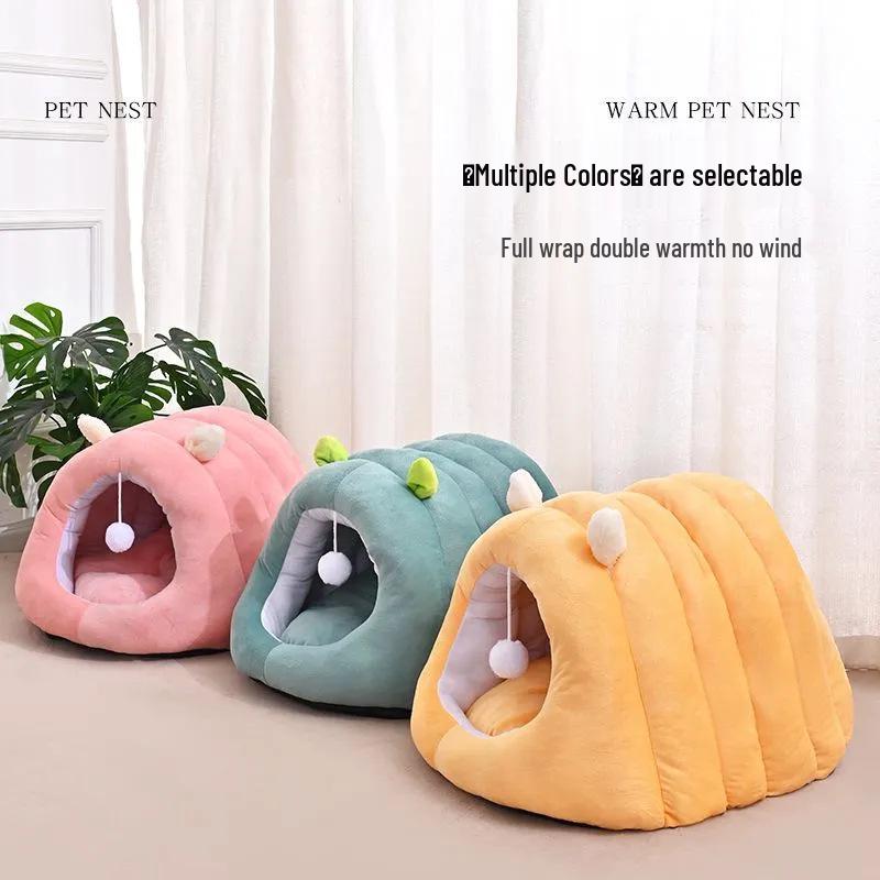 Four Seasons Plush Cat and Dog Bed - Warm, Cozy Nest for Small Pets