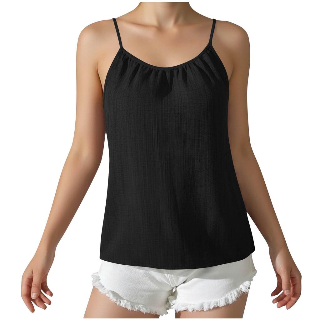 Women Sleeveless Camisole Casual Loose Fit  Linen Tank Tops