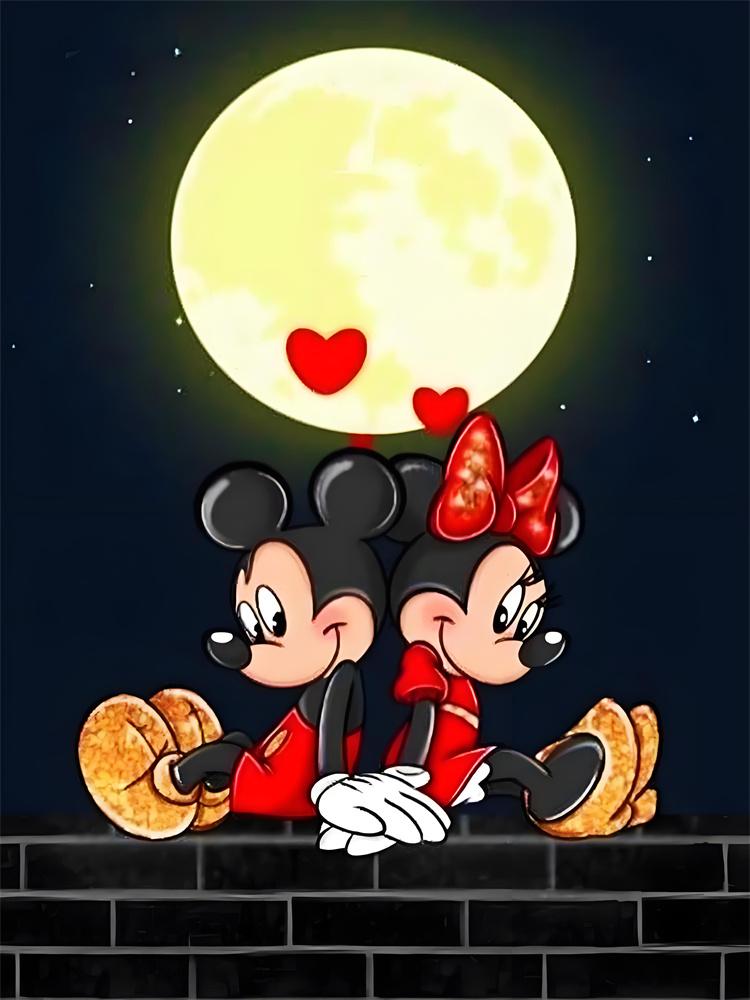 Disney 5D Diamond Painting Dark Mickey and Minnie Decoration DIY Full Diamond Mosaic Inlaid Cross Stitch Set Gift